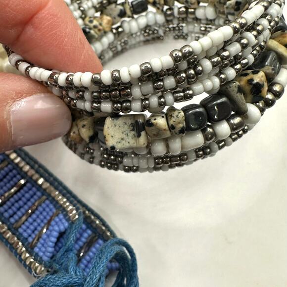 Bracelet lot bundle 7 beaded cuff casual faux pearl preppy boho casual beads - Picture 15 of 16